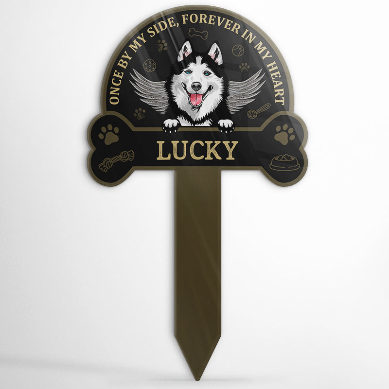 Forever In My Heart - Memorial Gift - Dog Lover Gift - Personalized Custom Circle Acrylic Plaque Stake