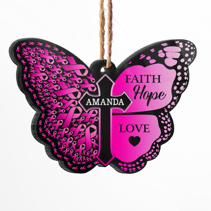 Butterfly Faith Hope Love - Cancer Survivor Gift - Personalized Custom Butterfly Acrylic Ornament
