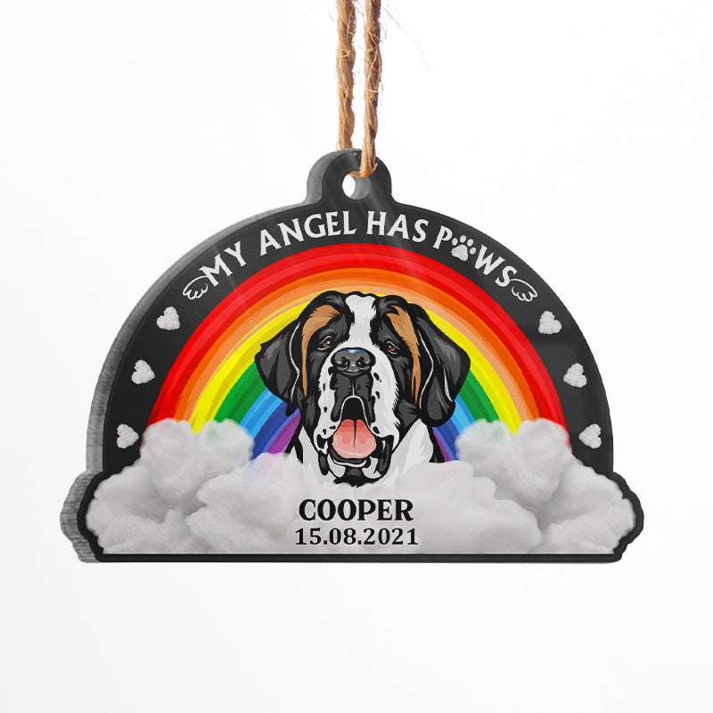 My Angel Has Paws - Dog Memorial Gift - Personalized Custom Shaped Acrylic Ornament