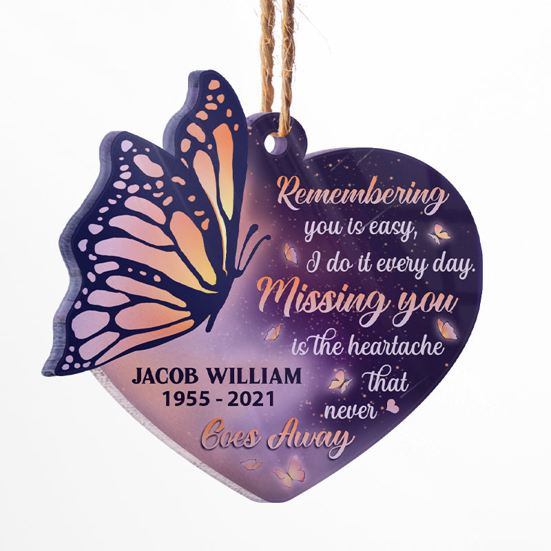 Missing You - Memorial Gift - Personalized Custom Heart Acrylic Ornament
