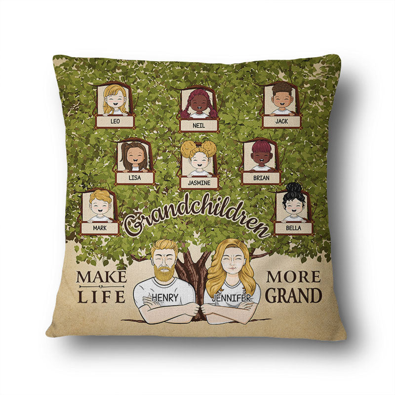 Grandchildren Make Life More Grand - Grandparents Gift - Personalized Custom Pillow
