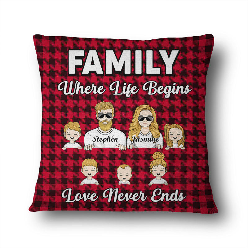 Family Where Life Begins Love Never Ends - Personalized Custom Pillow