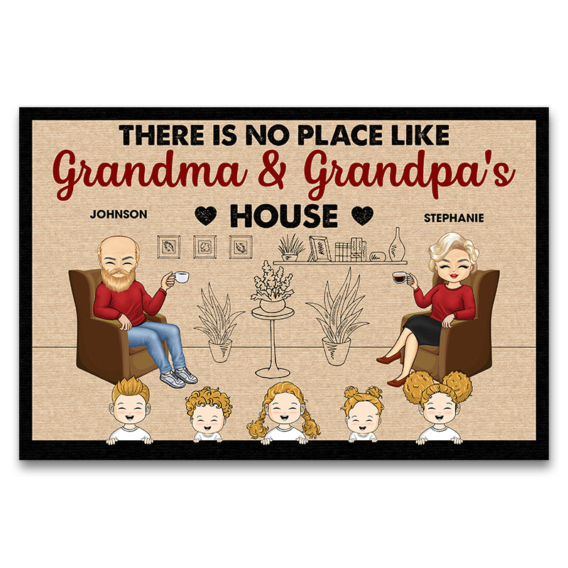 Family Couple No Place Like Grandma & Grandpa's House - Gift For Family - Personalized Custom Doormat