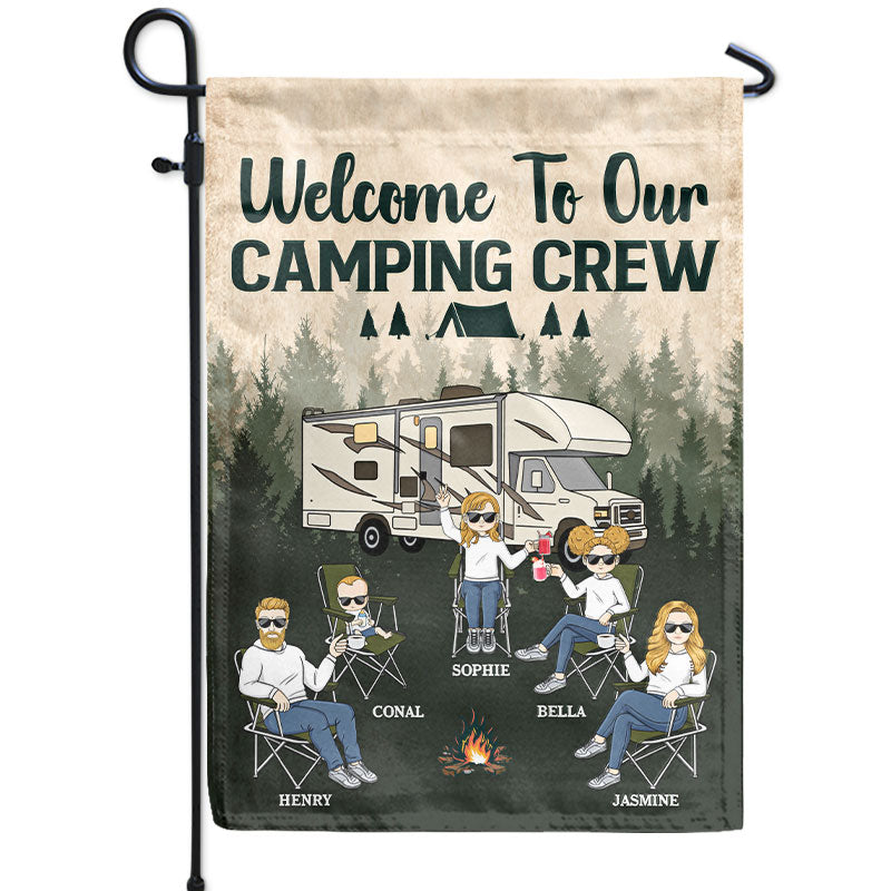 Camping Family Welcome To Our Camping Crew - Gift For Couple - Personalized Custom Flag