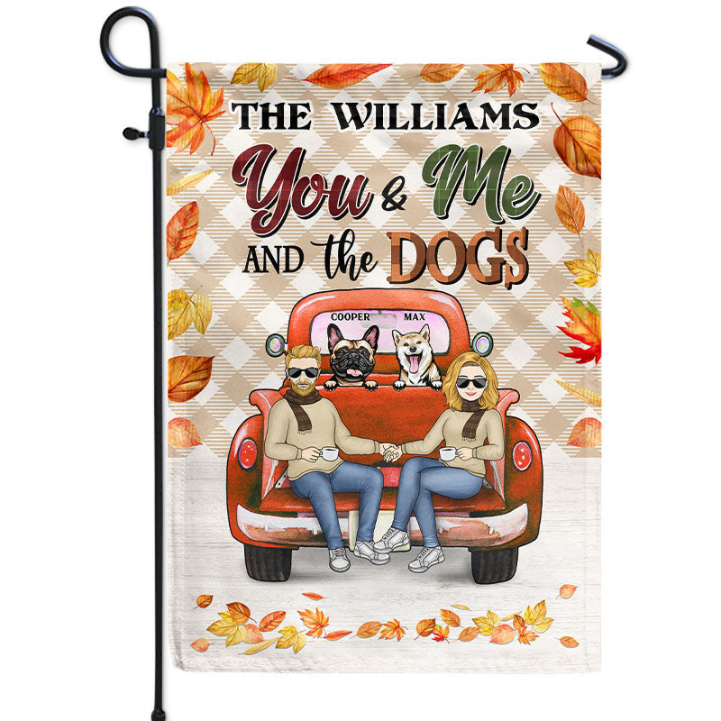 Fall Couple You & Me And The Dogs - Gift For Couple - Personalized Custom Flag