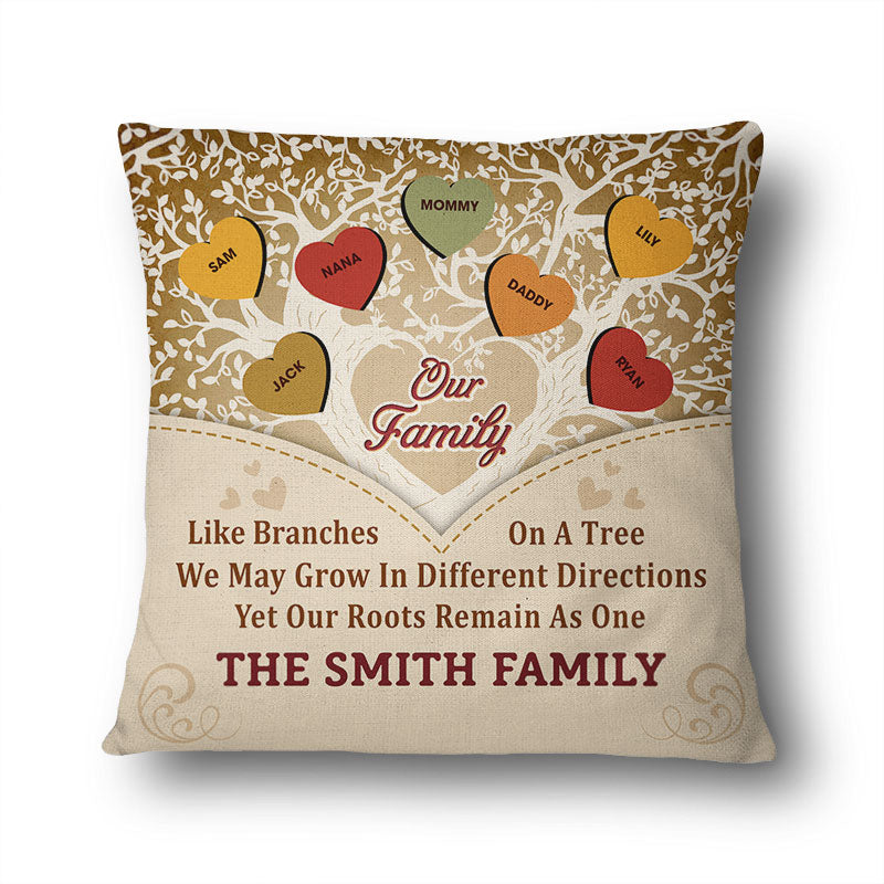 Our Family Like Branches On A Tree - Gift For Family - Personalized Custom Pillow