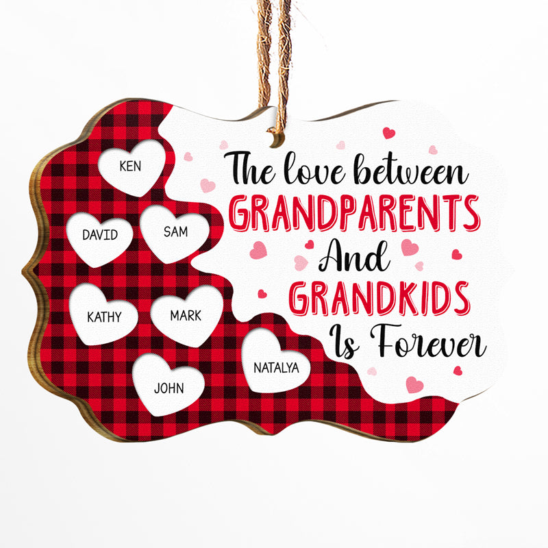 The Love Between Grandparents And Grandkids - Gift For Grandparent - Personalized Custom Wooden Ornament