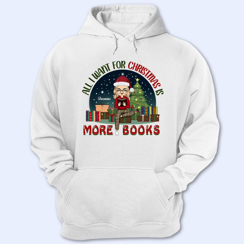 Chibi Girl All I Want For Christmas Is More Books Light - Christmas Gift For Reading Lovers - Personalized Custom Hoodie