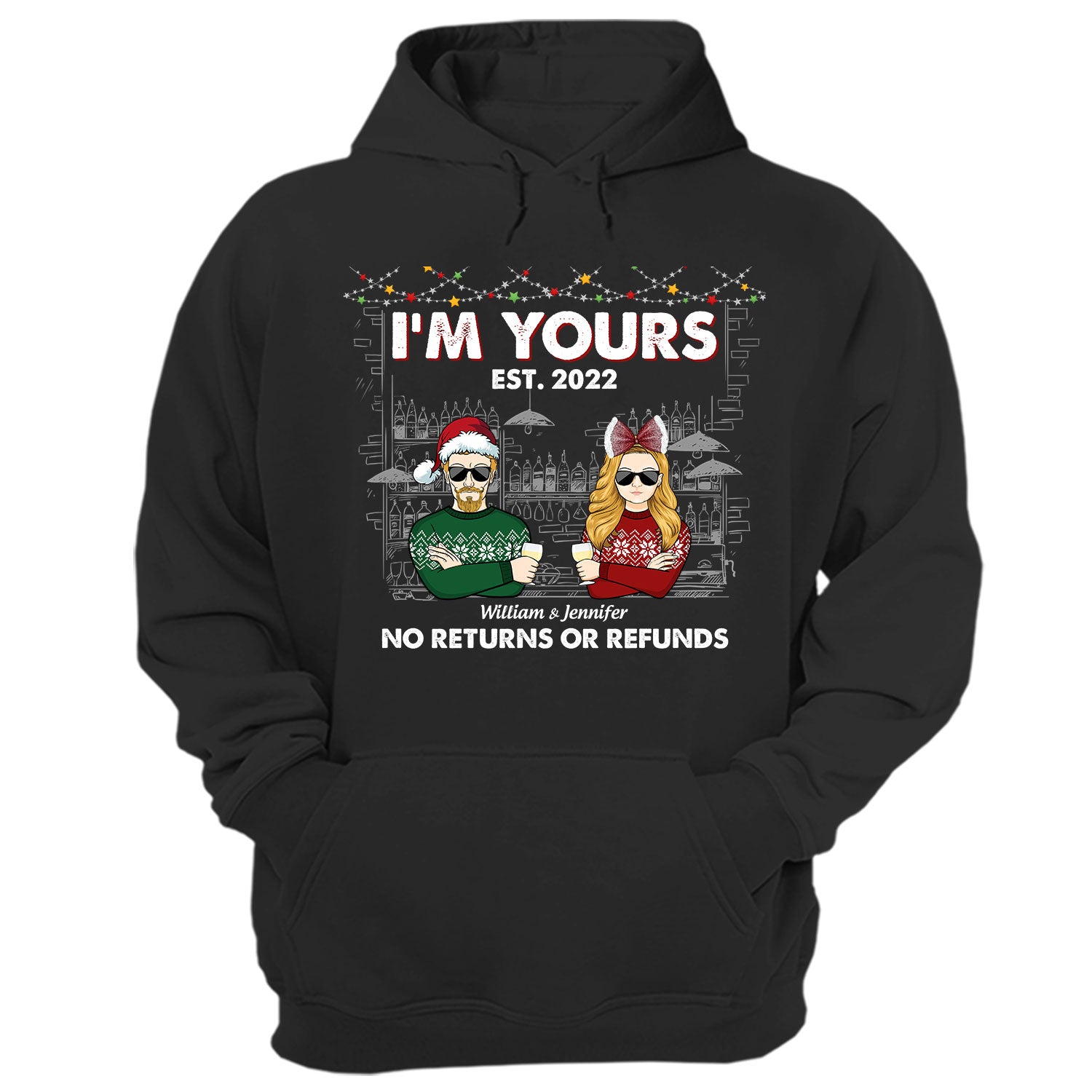 Christmas Couple I'm Yours - Gift For Couple - Personalized Custom Hoodie