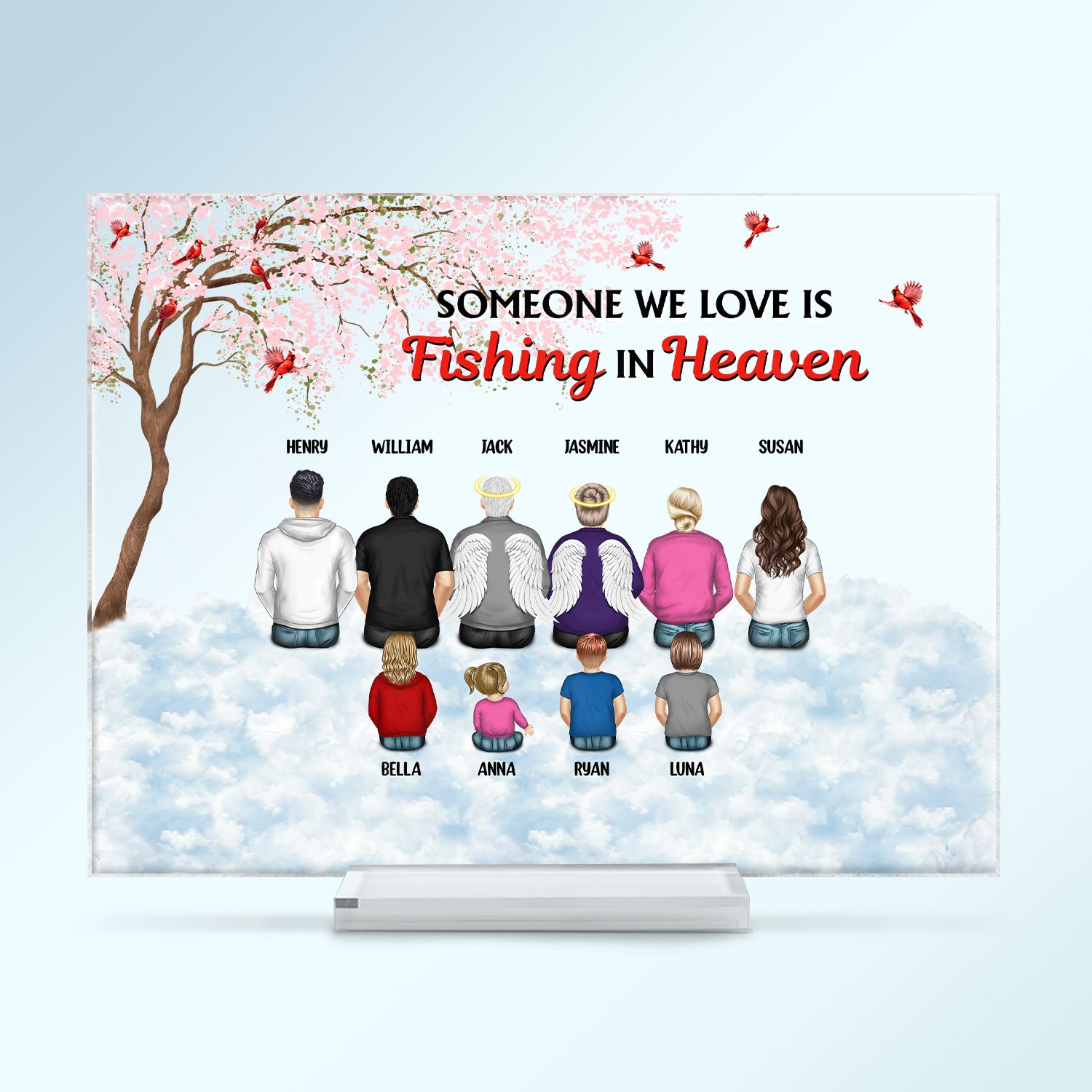 Memorial Someone We Love Is Fishing - Gift For Family - Personalized Custom Horizontal Rectangle Acrylic Plaque