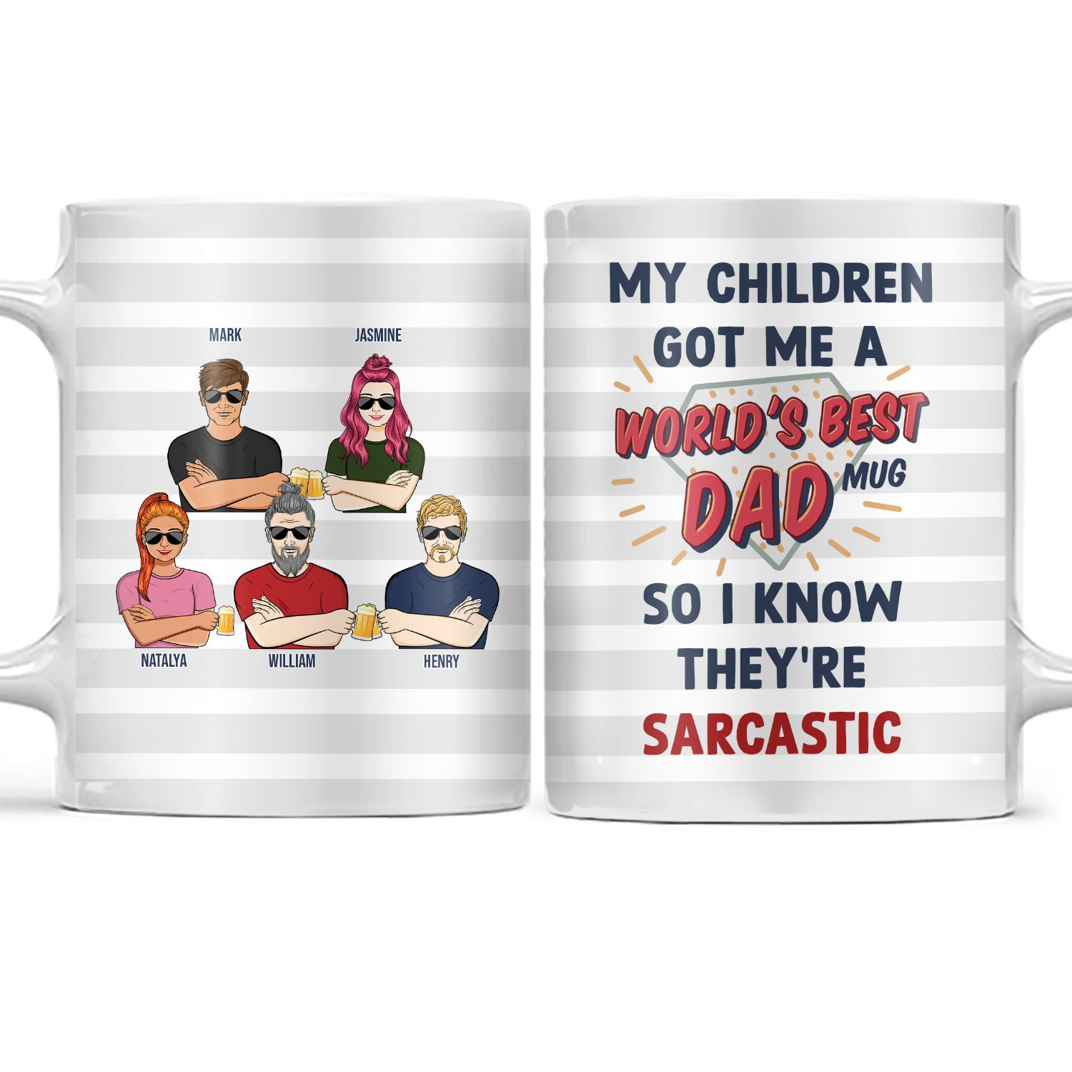 Middle Aged Dad World's Best Dad - Gift For Father - Personalized Custom White Edge-to-Edge Mug