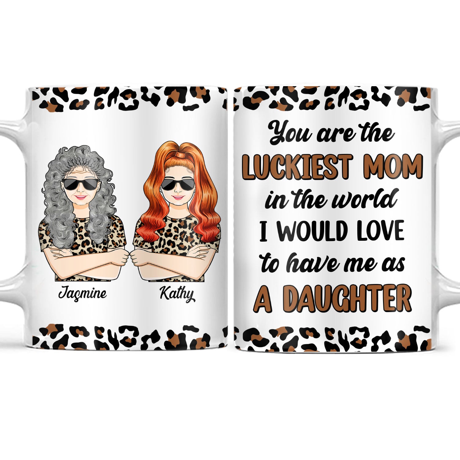 Luckiest Mom In The World - Gift For Mother - Personalized Custom White Edge-to-Edge Mug