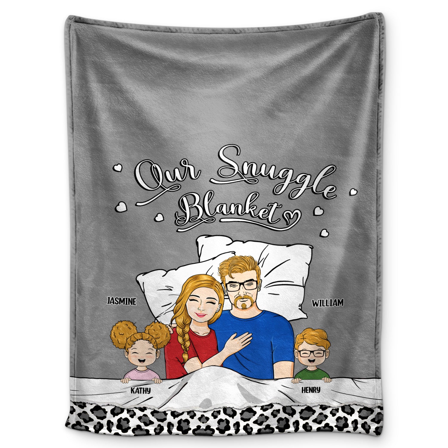 Family Couple & Kids Our Snuggle Blanket - Gift For Family - Personalized Custom Fleece Blanket
