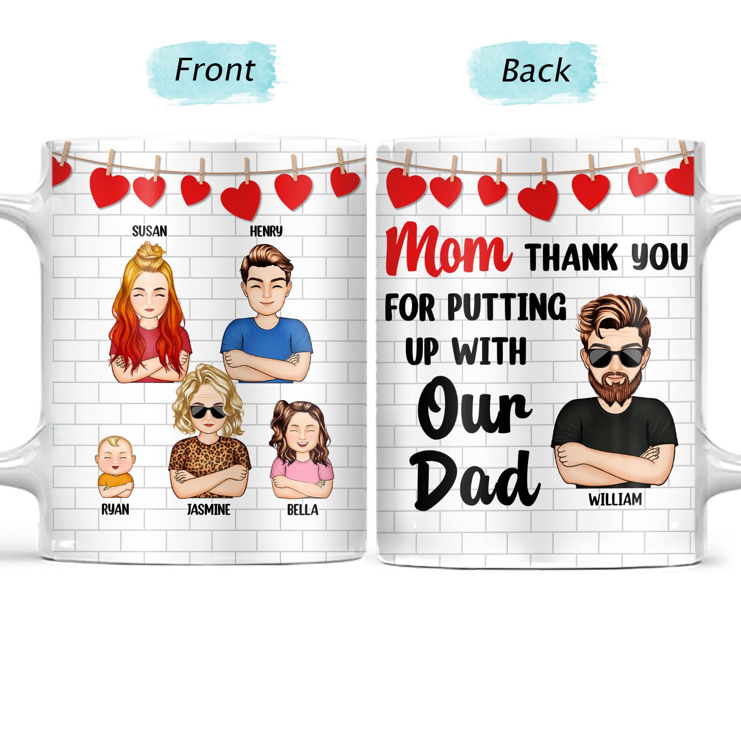 Thank You For Putting Up - Gift For Mother - Personalized Custom White Edge-to-Edge Mug
