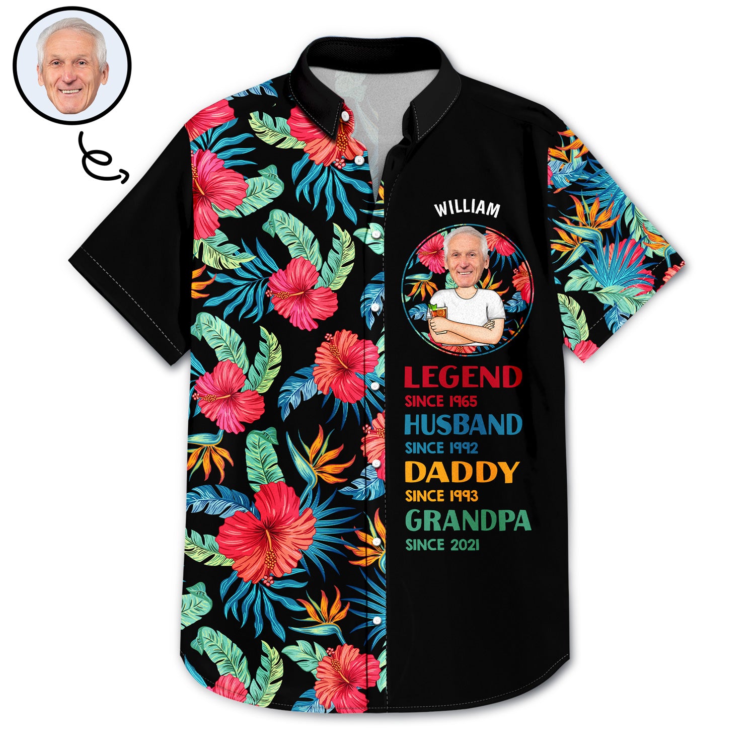 Custom Photo Legend Husband Dad Grandpa - Gift For Father - Personalized Custom Hawaiian Shirt