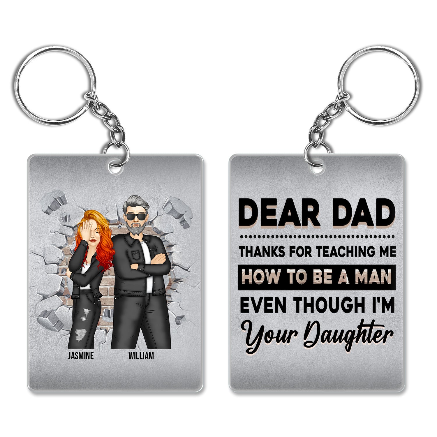 Dad And Daughter How To Be A Man - Gift For Father - Personalized Custom Acrylic Keychain