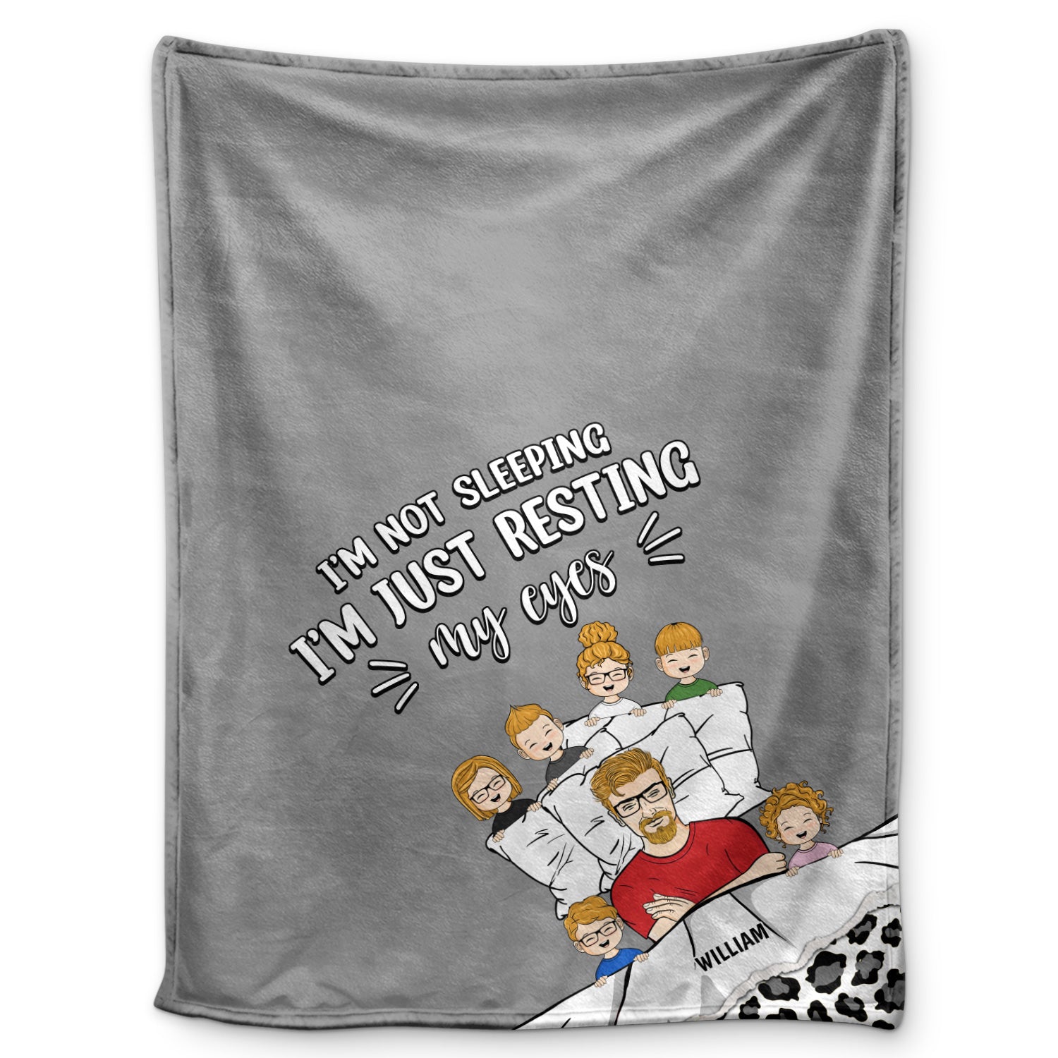 Father & Children I'm Not Sleeping - Gift For Dad, Gift For Grandpa - Personalized Custom Fleece Blanket