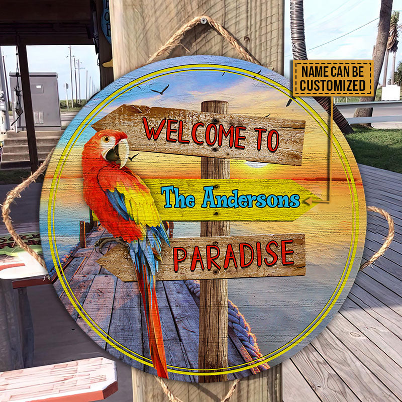 Lake House Paradise Custom Wood Circle Sign