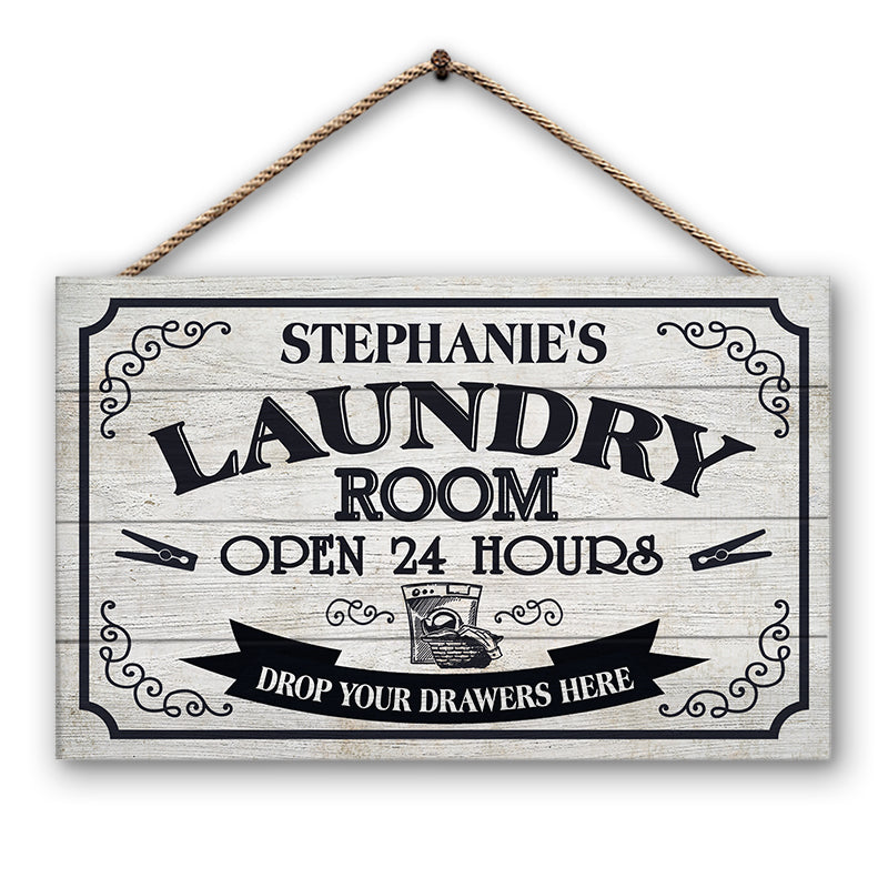 Laundry Room Drop Your Drawers - Personalized Custom Wood Rectangle Sign