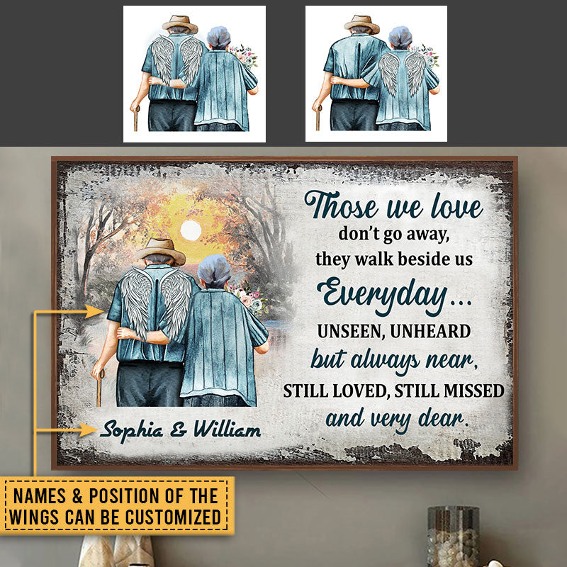 Memorial Gift Old Couple Husband Wife Those We Love Wings Custom Poster, Widow, Sympathy, Loss Of Husband, Wall Pictures, Wall Art, Wall Decor