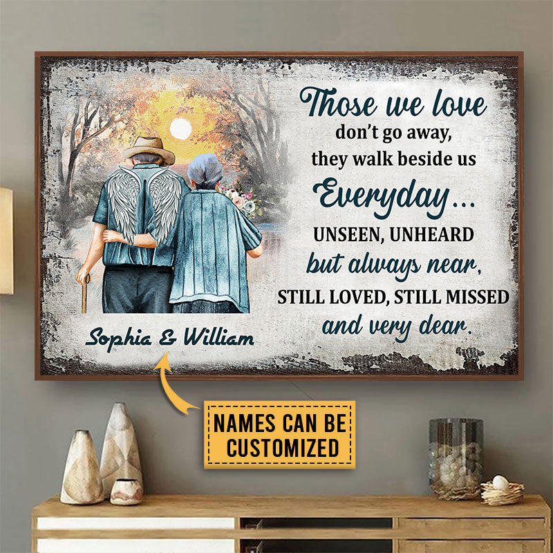 Memorial Gift Old Couple Husband Wife Those We Love Custom Poster, Widow, Sympathy, Loss Of Husband, Wall Pictures, Wall Art, Wall Decor