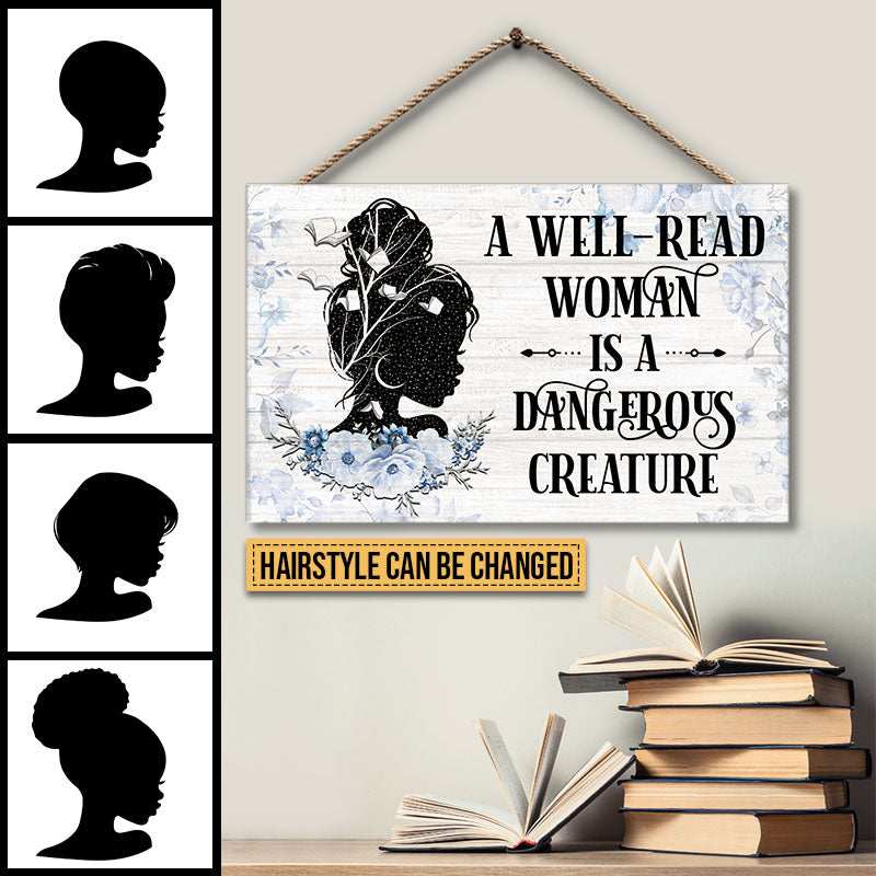 Reading Well Read Woman Custom Wood Rectangle Sign, Gift For Book Lovers