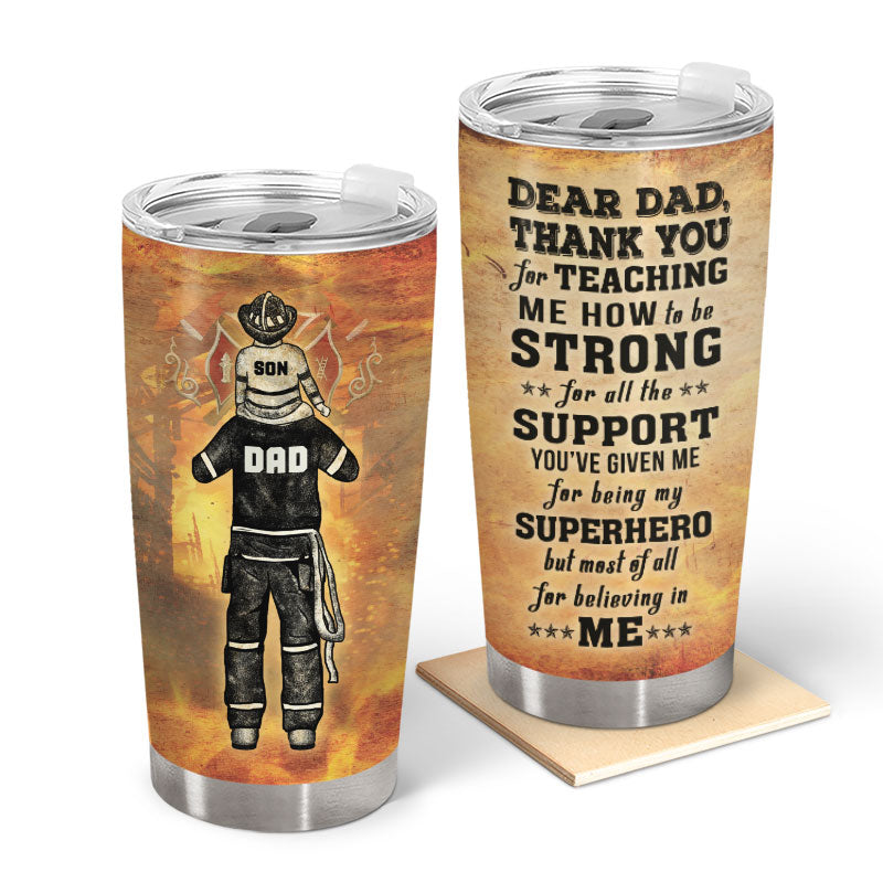 Wander Prints Fathers Day Gifts - Birthday Gifts for Dad & Fathers Day Gifts From Daughter - Dad Gifts From Kids Father's Day Gifts - 	Stainless Steel Firefighter Dad Birthday Gifts from Daughter, Thank You For Teaching Me Travel Coffe Mug with Lid