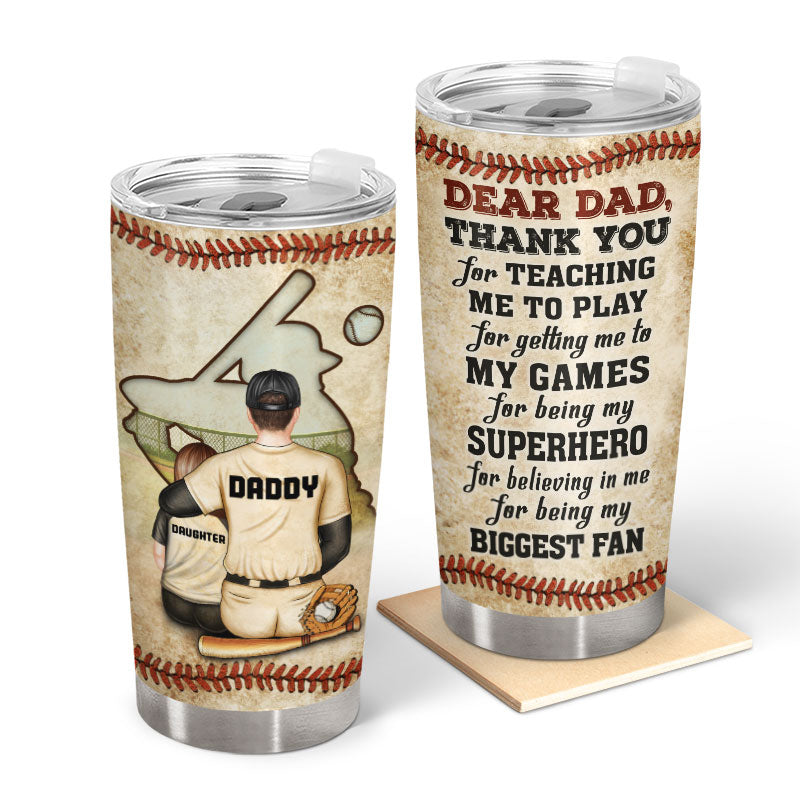 Wander Prints Fathers Day Gifts - Birthday Gifts for Dad & Fathers Day Gifts From Daughter - Dad Gifts From Kids Father's Day Gifts -	Stainless Steel Baseball Tumbler 20oz Dad Birthday Gifts from Daughter, Thank You For Teaching Travel Coffe Mug with Lid