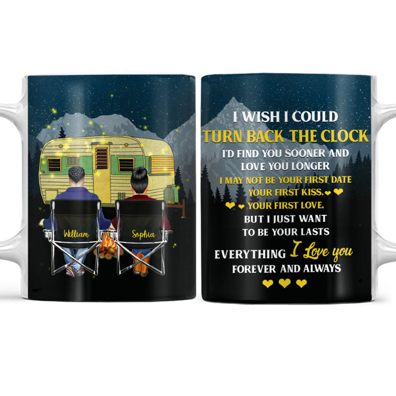 Turn Back The Clock Camping Couple - Personalized Custom White Edge-to-Edge Mug
