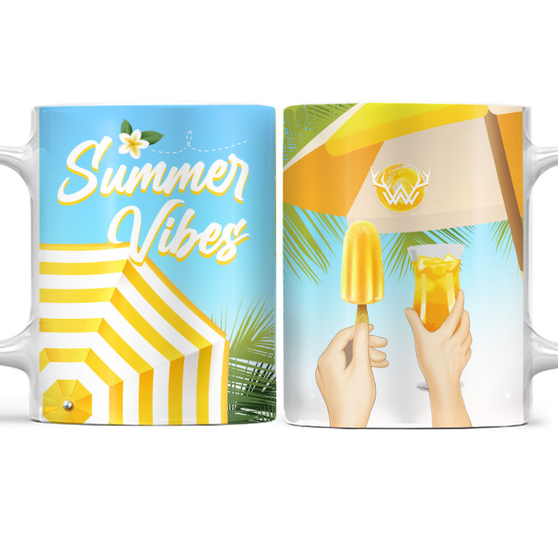 Summer Vibes White Edge-to-Edge Mug - Summer Drinkware Collection