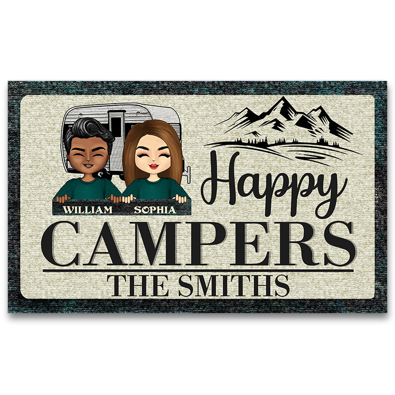 Happy Campers Camping - Personalized Custom Doormat