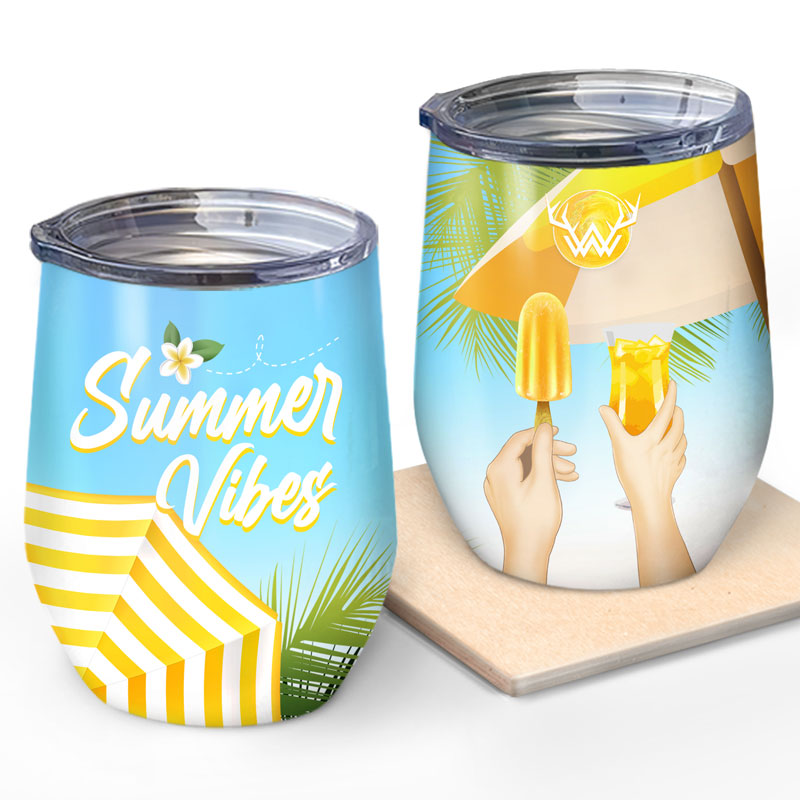 Summer Vibes Wine Tumbler - Summer Drinkware Collection