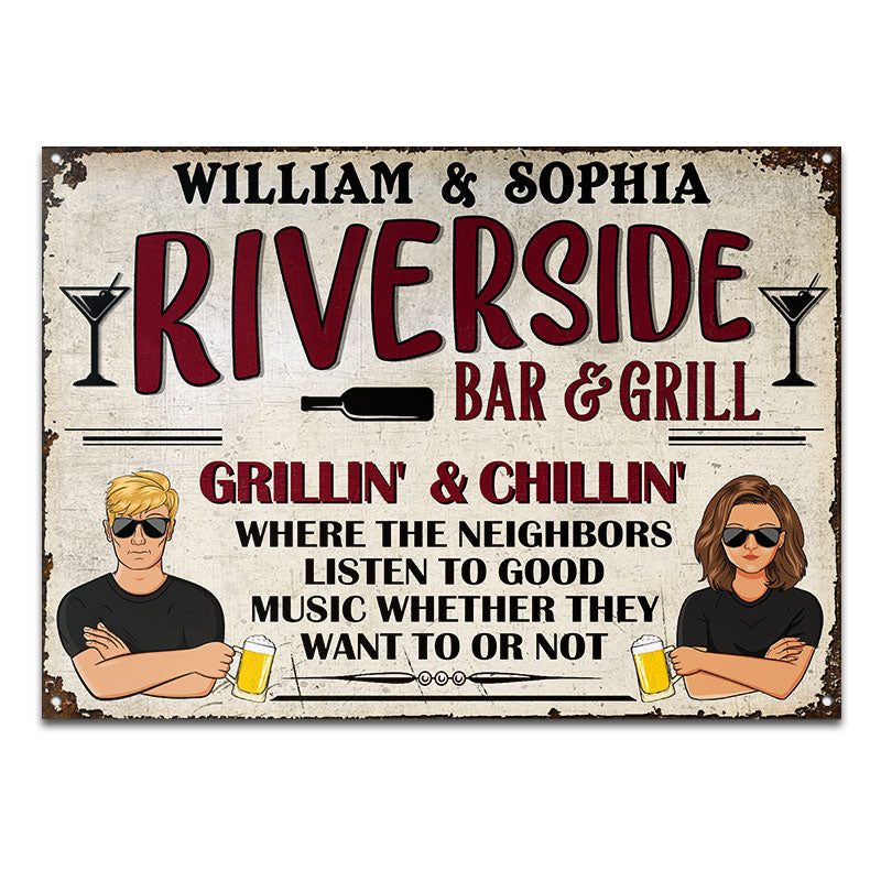 Where The Neighbors Listen - River House Decor - Personalized Custom Classic Metal Signs