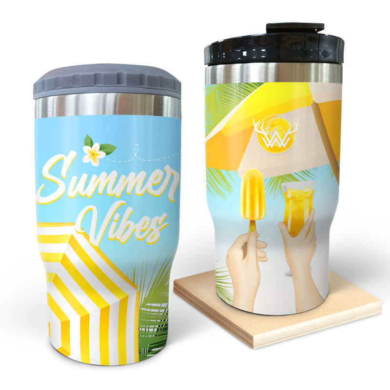 Summer Vibes Triple 3 In 1 Can Cooler - Summer Drinkware Collection