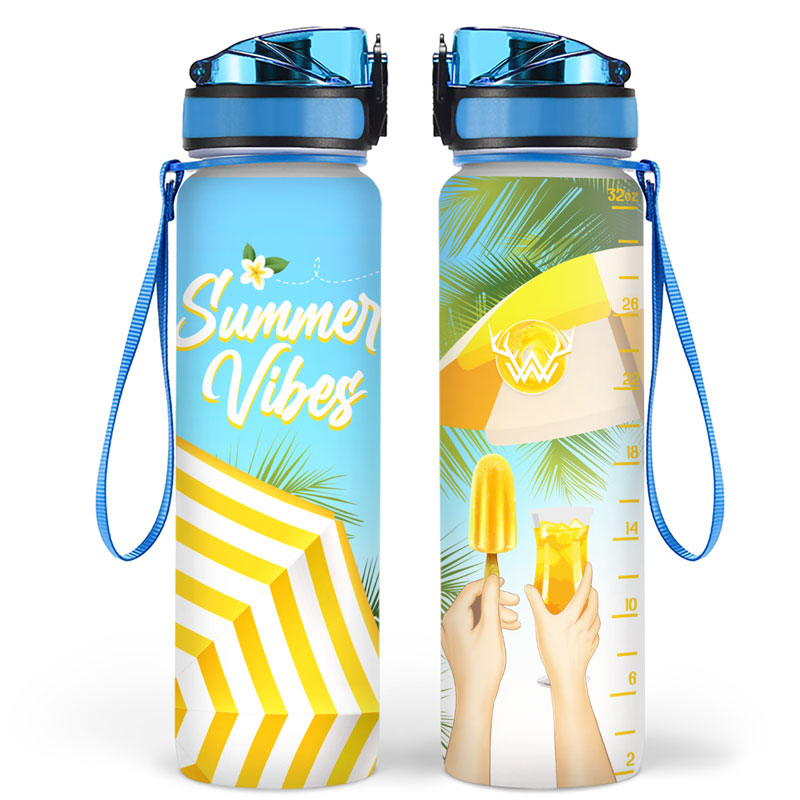 Summer Vibes Water Tracker Bottle - Summer Drinkware Collection