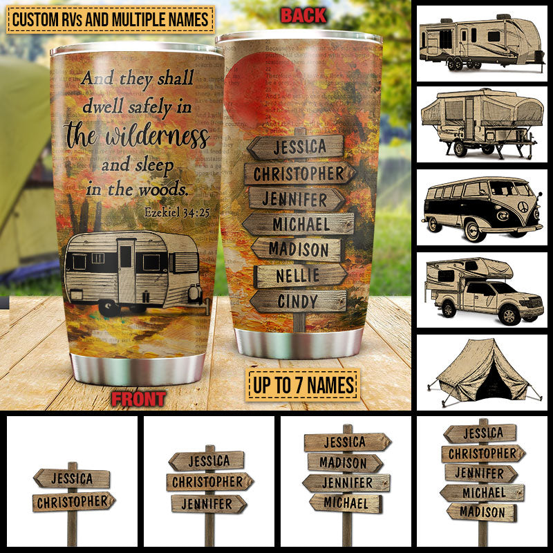 Autumn Camping Sleep In The Woods Custom Tumbler, Camping Gift, Fall Gift