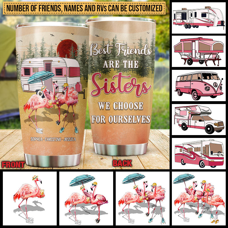 Camping Flamingo Bestie Choose For Ourselves Custom Tumbler