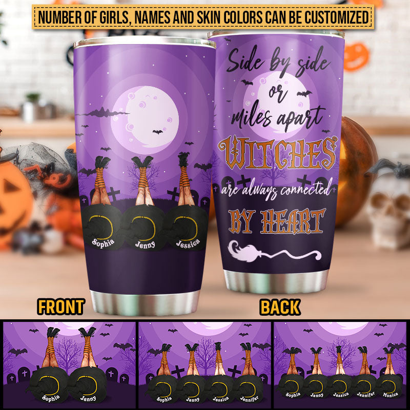 Witch Bestie Connected By Heart Custom Tumbler, Halloween Gift For Friends, Bff Gift, Witch Best Friend