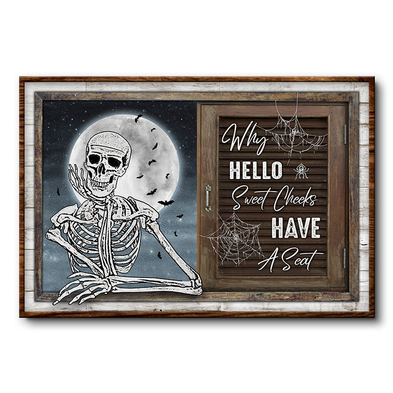 Why Hello Skeleton - Bathroom Decorating Idea - Custom Poster