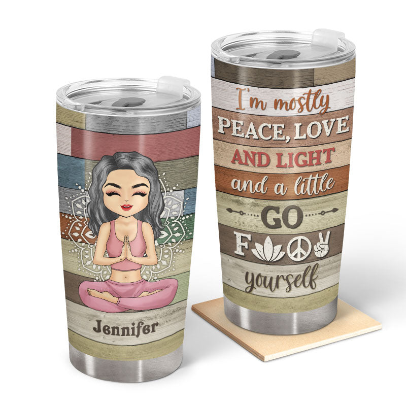 Yoga Chibi Girl Peace Love And Light - Personalized Custom Tumbler
