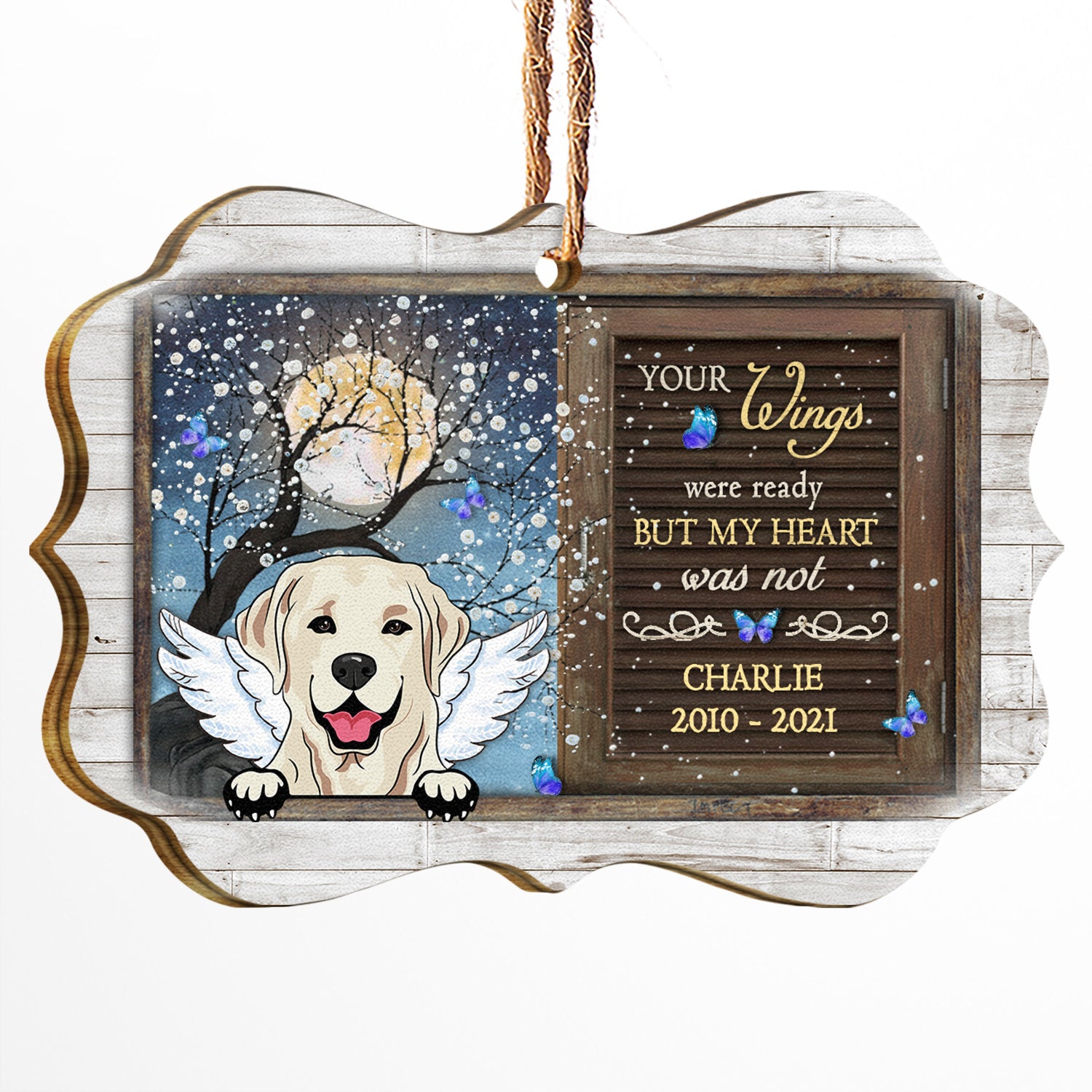 Your Wings Were Ready - Memorial Gift For Dog Owners - Personalized Wooden Ornament