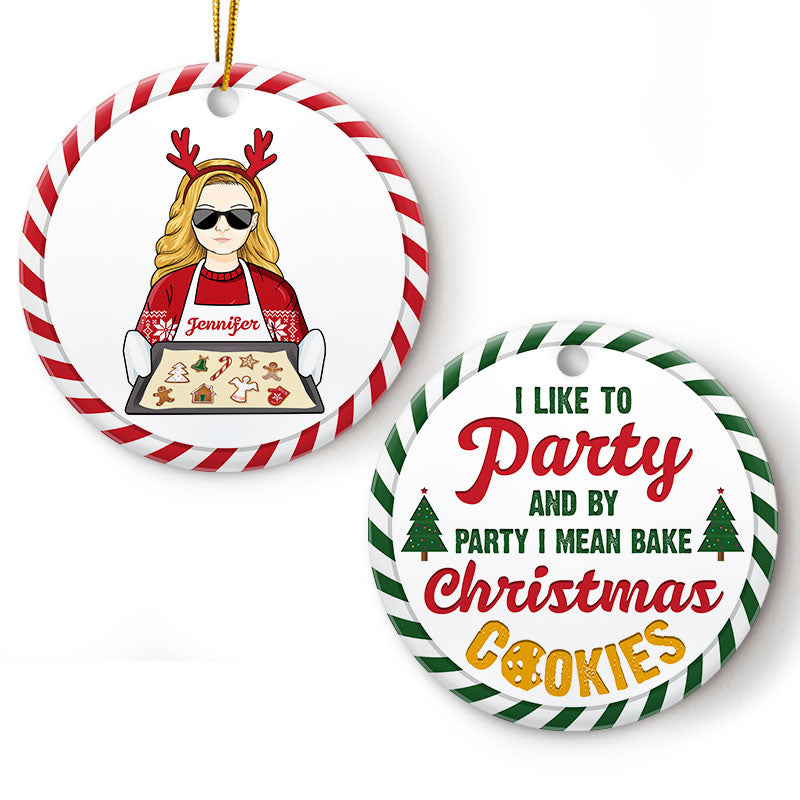 Bake Christmas Cookies - Christmas Gift For Bakers - Personalized Custom Circle Ceramic Ornament
