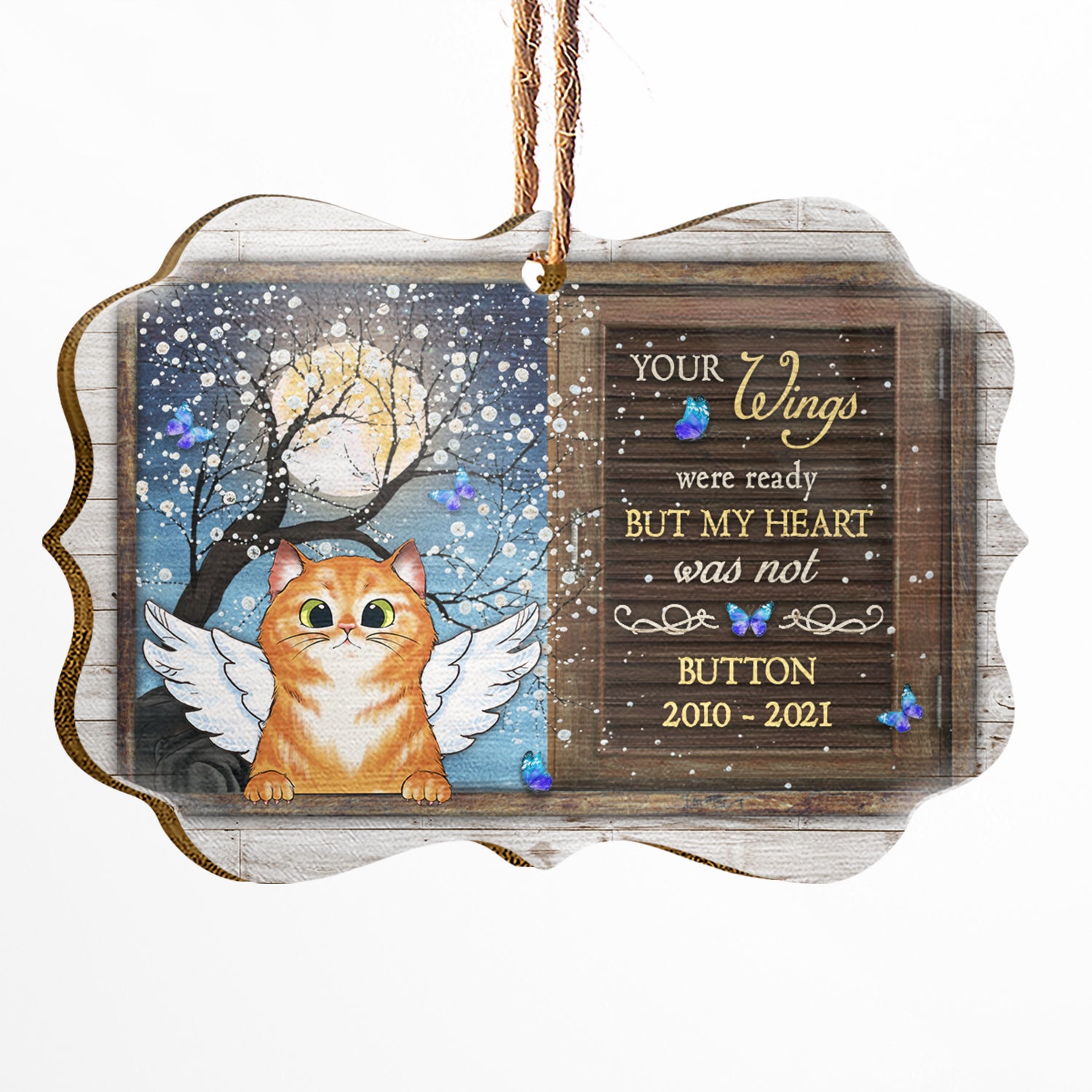 Your Wings Were Ready - Memorial Gift For Cat Owners - Personalized Custom Wooden Ornament