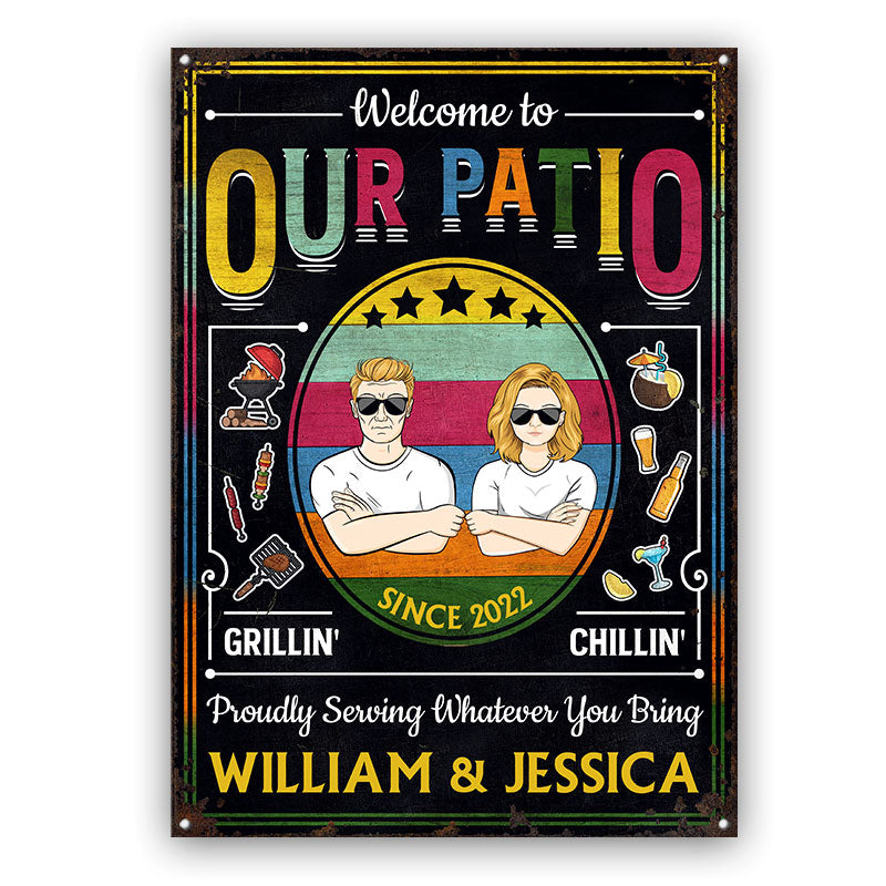 Our Patio Proudly Serving - Personalized Custom Classic Metal Signs