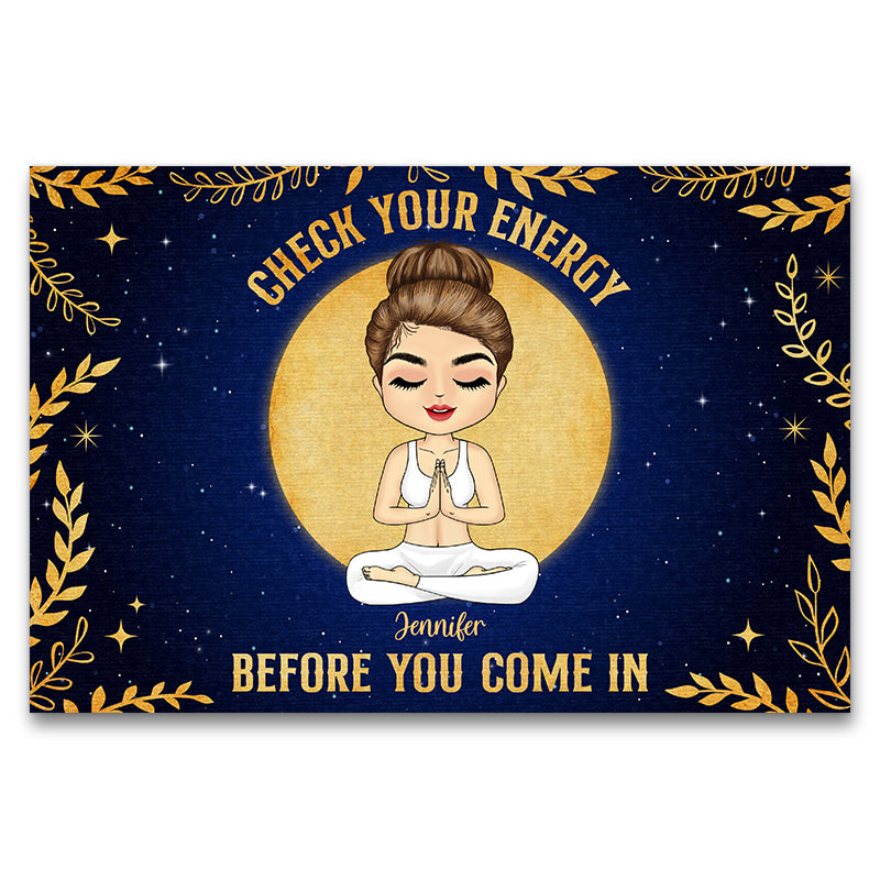 Check Your Energy - Gift For Yoga Lovers - Personalized Custom Doormat