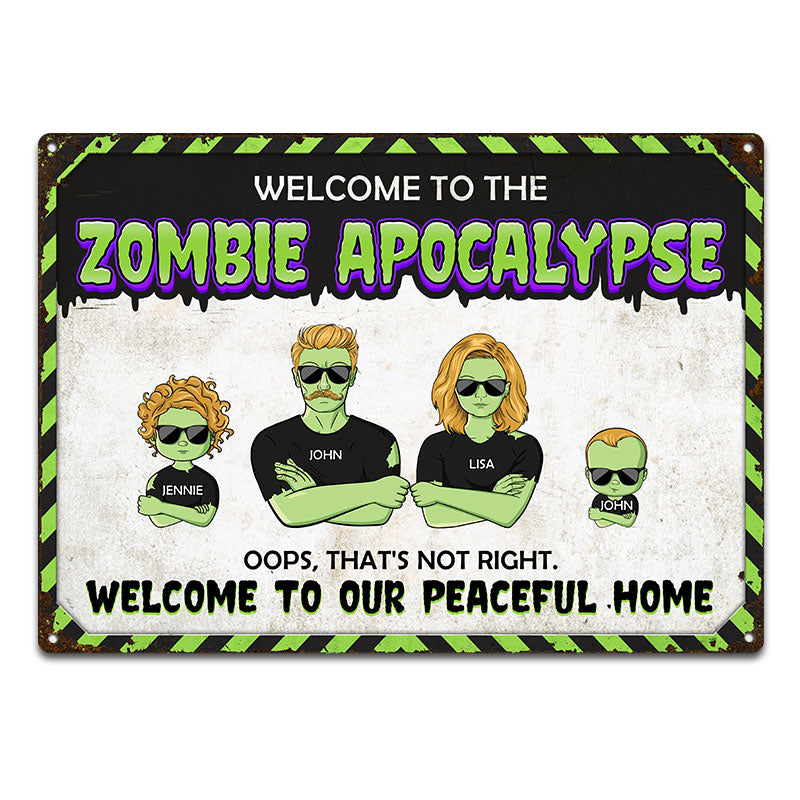 Zombie Apocalypse Family - Personalized Custom Classic Metal Signs