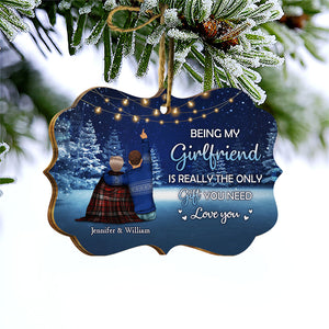 Christmas Couple Being My Boyfriend Is Only Gift You Need - Personalized  Custom Wooden Ornament