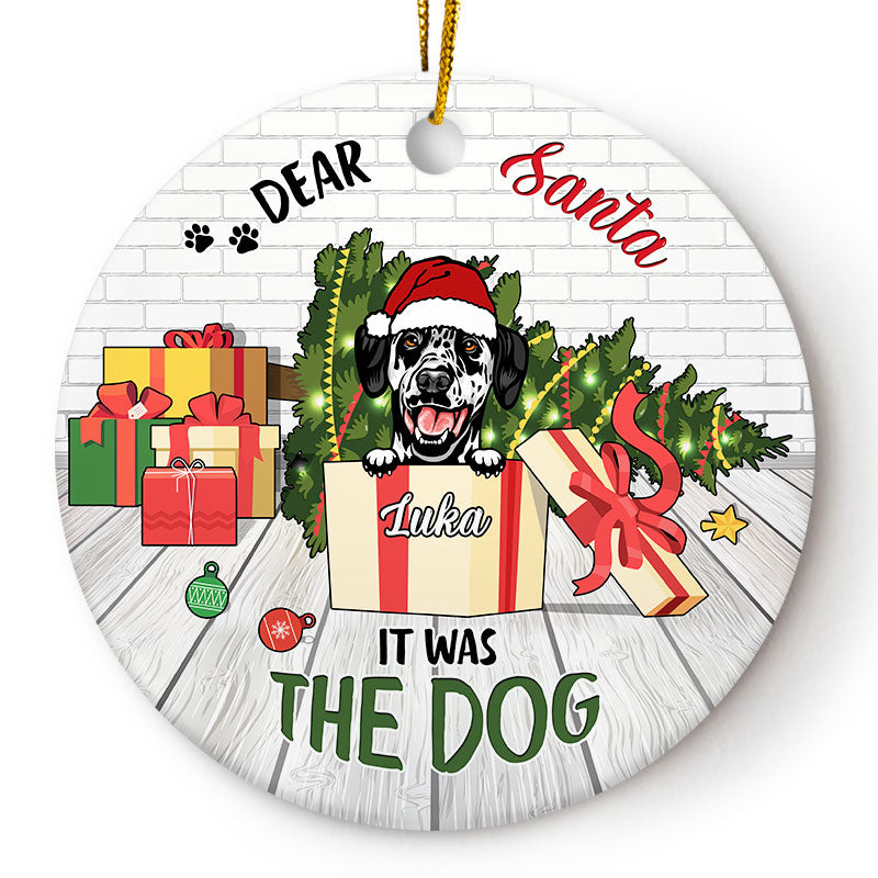 Christmas Dear Santa - Gift For Dog Lovers - Personalized Custom Circle Ceramic Ornament