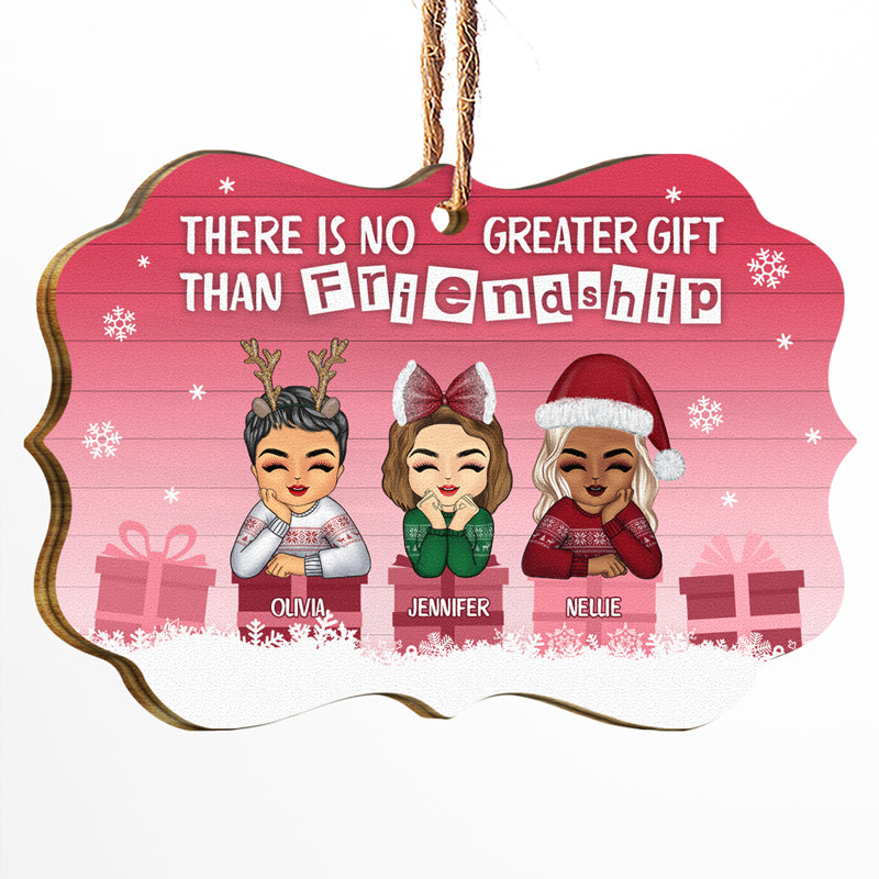 Christmas Chibi No Greater Gift - Gift For Bestie - Personalized Custom Wooden Ornament
