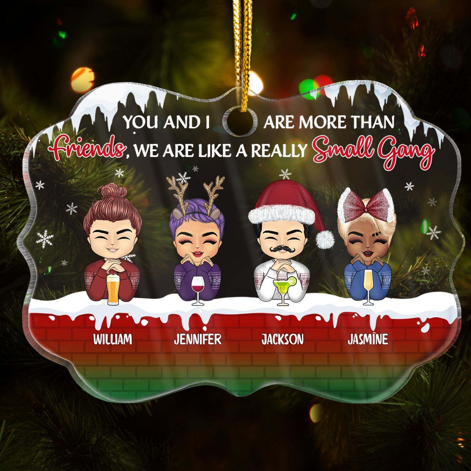 Christmas A Really Small Gang - Gift For Bestie - Personalized Custom Medallion Acrylic Ornament
